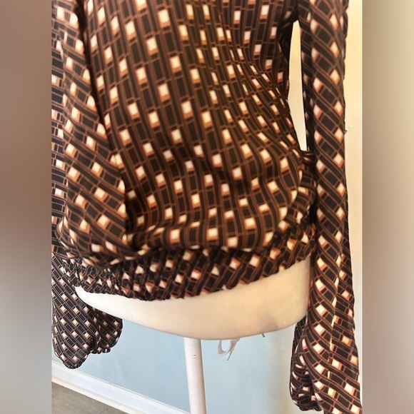 Xl in San Francisco dressy vintage 90s y2k going out top shirt brown black geo - Picture 3 of 8